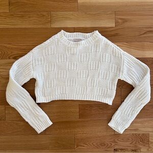 White Cropped Knit Sweater